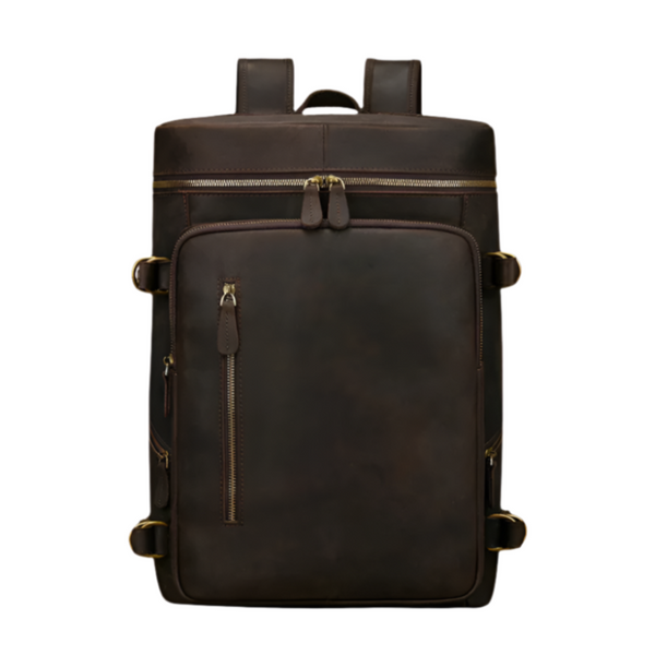 Rustic Tan | Unisex Leather Laptop Backpack with Versatile Carrying Options-1