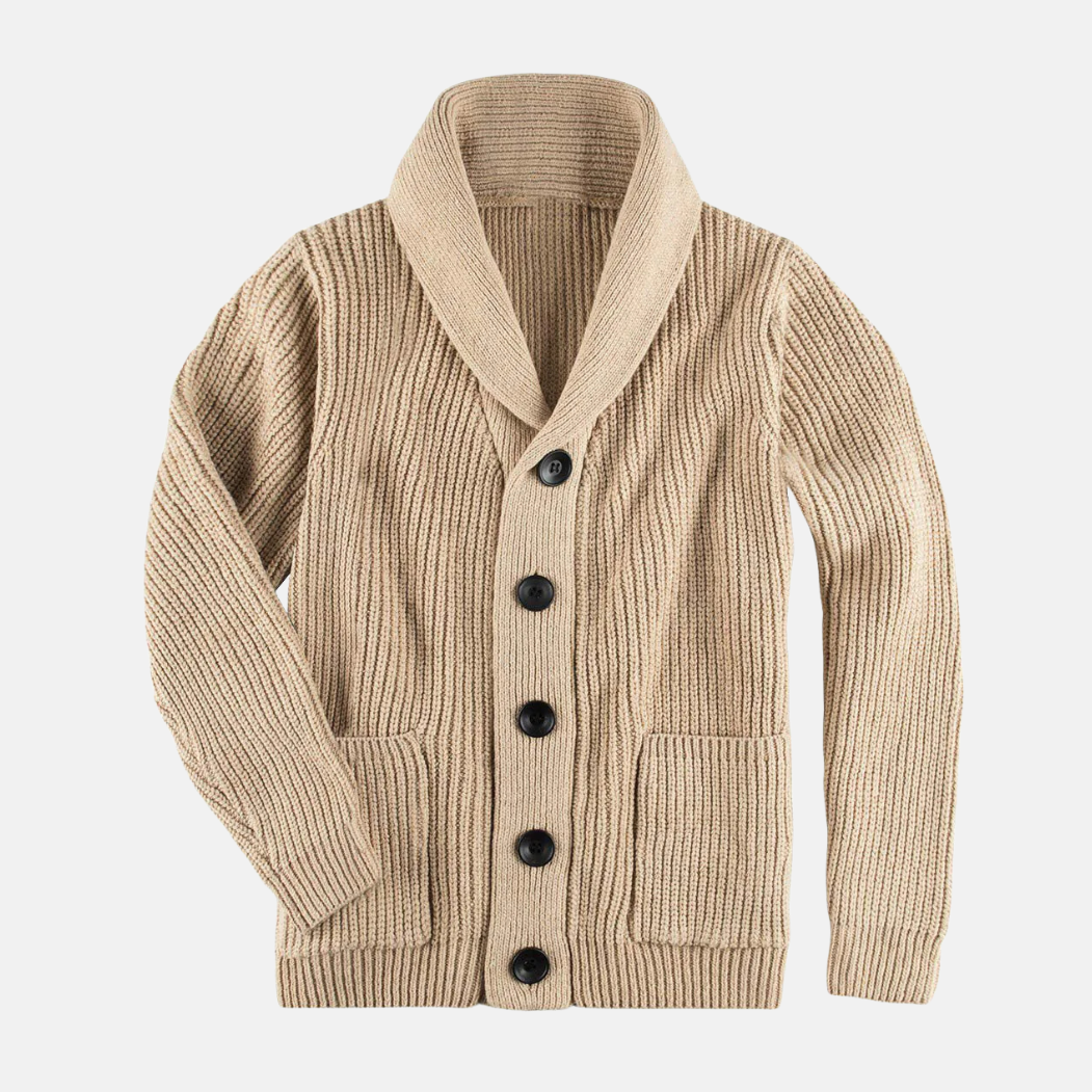 Victor | Men’s Classic Shawl Collar Cardigan Ribbed Knit
