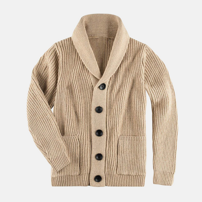 Victor | Men’s Classic Shawl Collar Cardigan Ribbed Knit