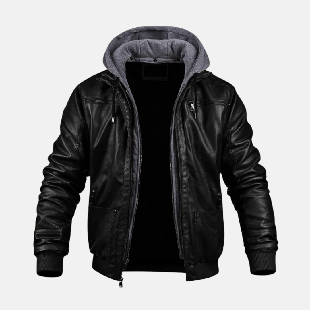 Carter | Men’s Classic Leather Hooded Jacket
