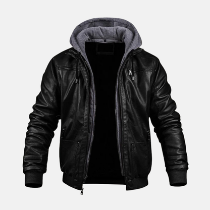 Carter | Men’s Classic Leather Hooded Jacket