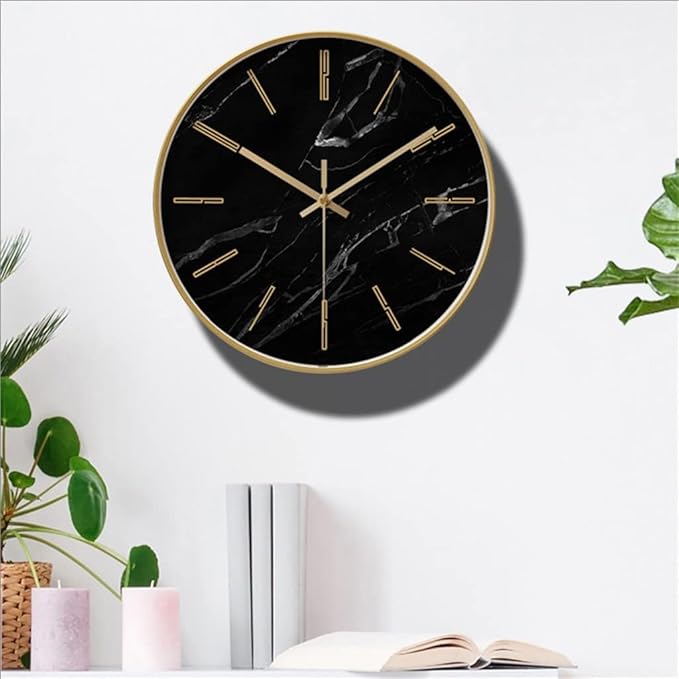 Elegant Marble Accent | StellarStone Silent Wall Clock