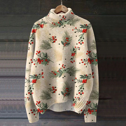 Rosalie | Women’s Turtleneck Sweater with Botanical Print