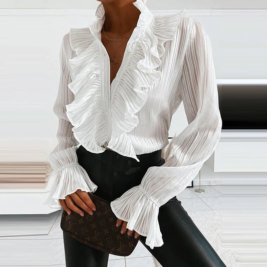 Abigail | Women’s Button-Down Blouse with Ruffles