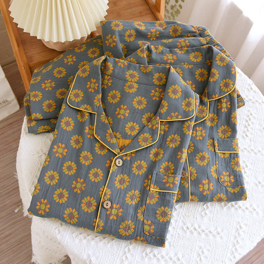 SolBloom Unisex Pajama Set | Breezy Cotton Comfort with Cheerful Sunflower Charm