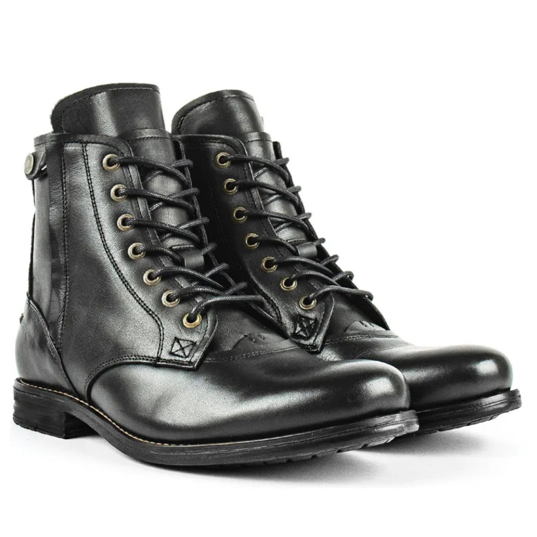 Landon | Men’s Mid-Height Leather Ankle Boots with Lace Closure