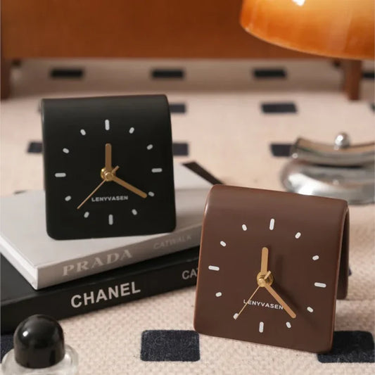 TerraForma Table Clock | Handcrafted Ceramic Charm in Mocha Brown