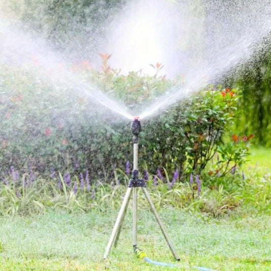SpinBloom HydroStand | Rotating Tripod Sprinkler with Adjustable Height