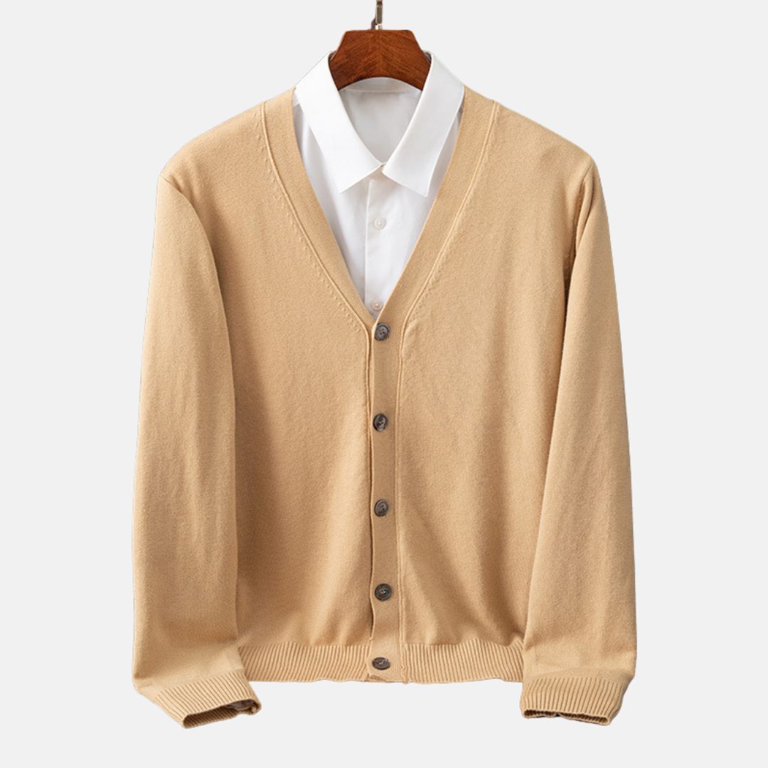 Vincent | Men’s Classic V-Neck Cardigan with Relaxed Fit & Fine Knit