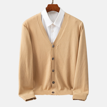 Vincent | Men’s Classic V-Neck Cardigan with Relaxed Fit & Fine Knit