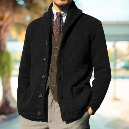 Nathan | Men’s Classic Knit Cardigan with Shawl Collar and Buttons