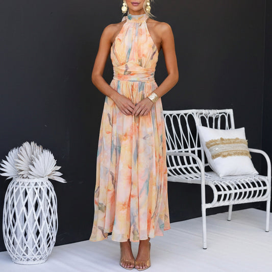 Cassia | Women’s Summer Halter Floral Maxi Dress