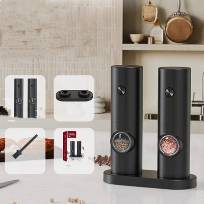 LumoGrind Electric Mill Set | LED-Lit Precision for Salt & Pepper, One-Touch Ease