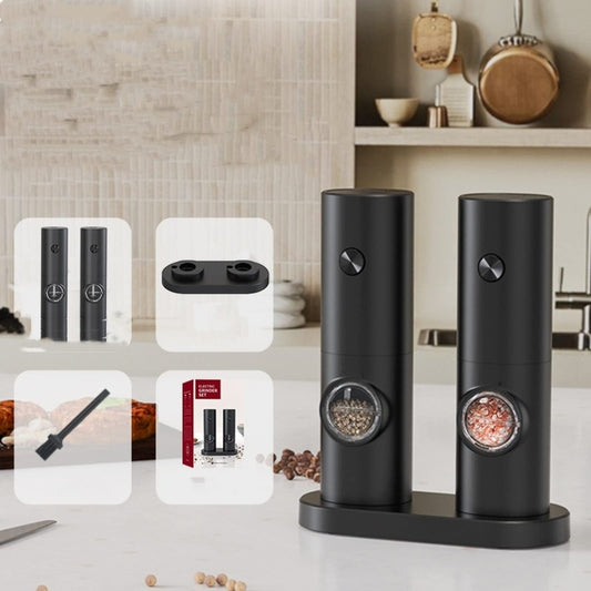 LumoGrind Electric Mill Set | LED-Lit Precision for Salt & Pepper, One-Touch Ease