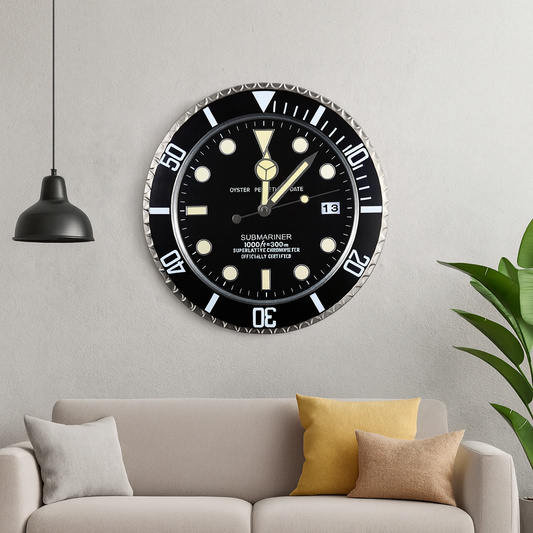 GlowEdge Wall Clock | Silent Radiance in Brushed Steel