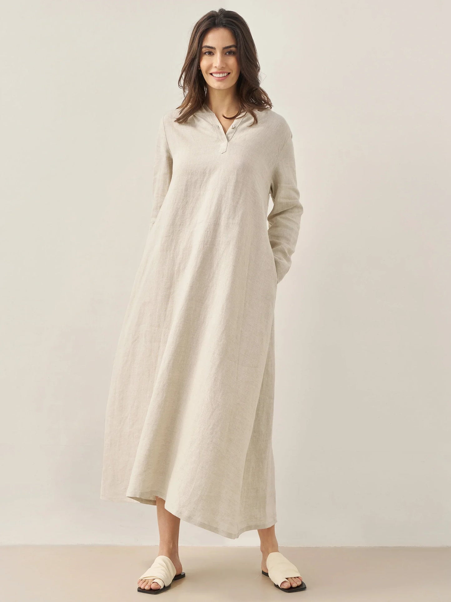 Shiloh | Women’s Linen Hooded Pullover Maxi Dress