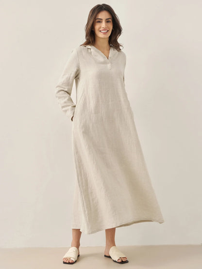 Shiloh | Women’s Linen Hooded Pullover Maxi Dress