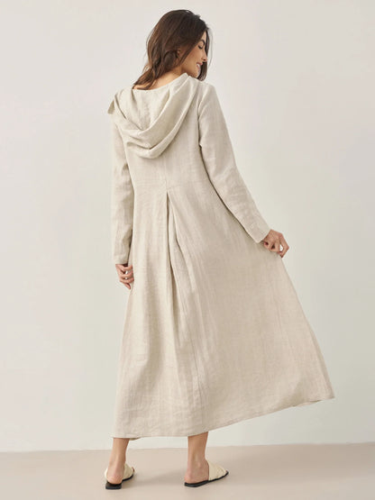 Shiloh | Women’s Linen Hooded Pullover Maxi Dress