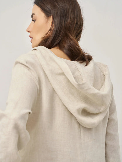 Shiloh | Women’s Linen Hooded Pullover Maxi Dress