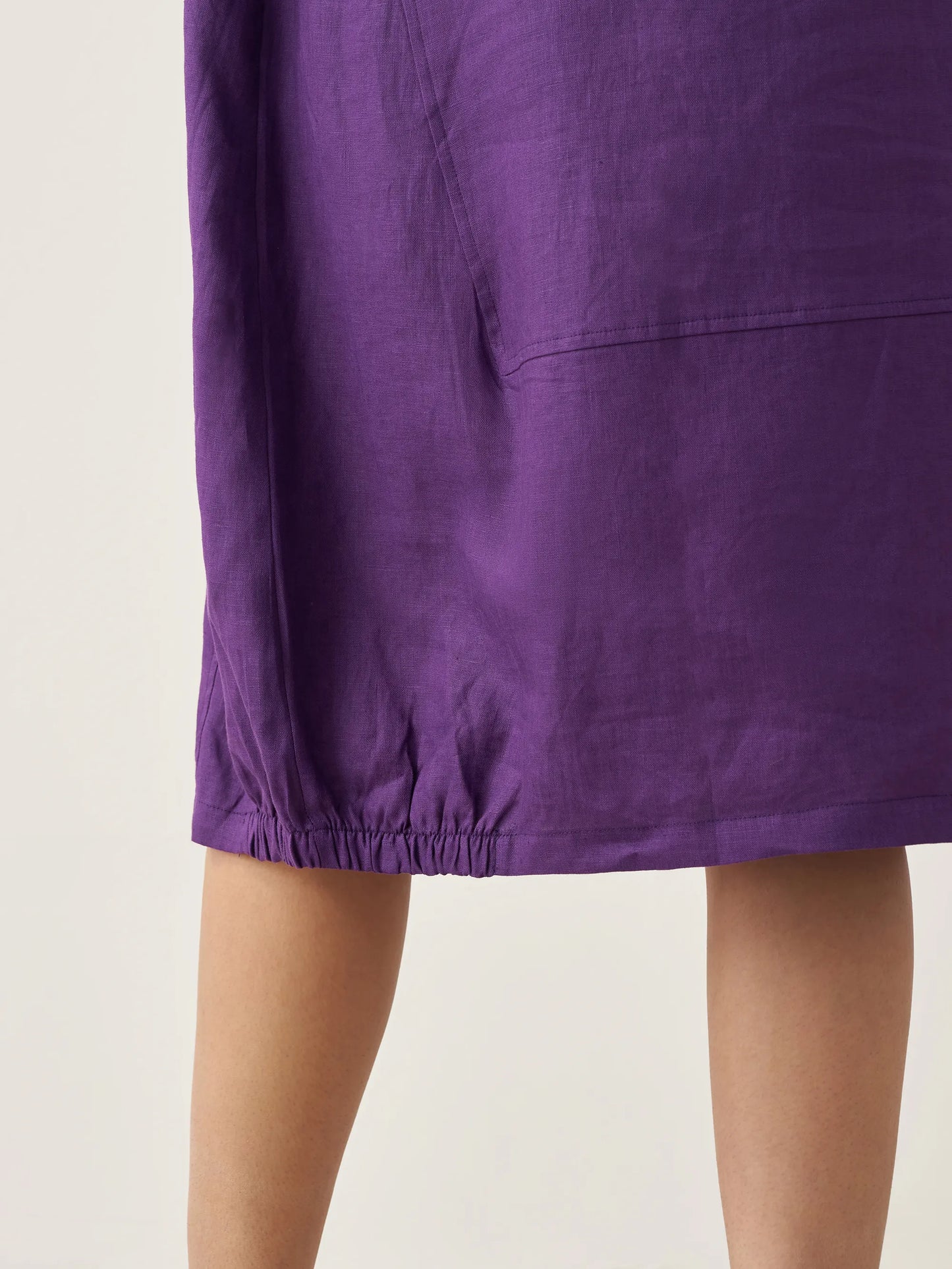 Danica | Women’s Linen Collarless Mid-Length Dress