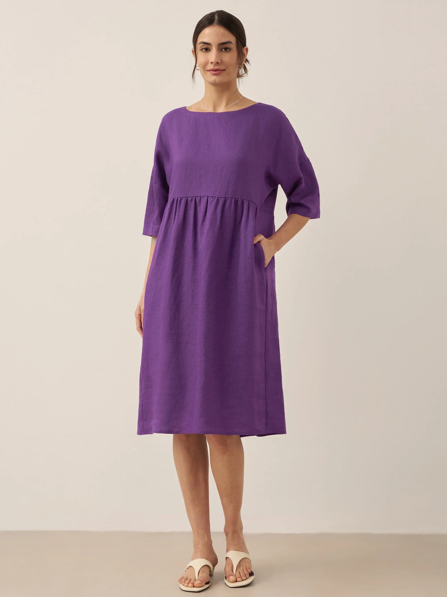 Piper | Women’s Linen A-Line Midi Dress
