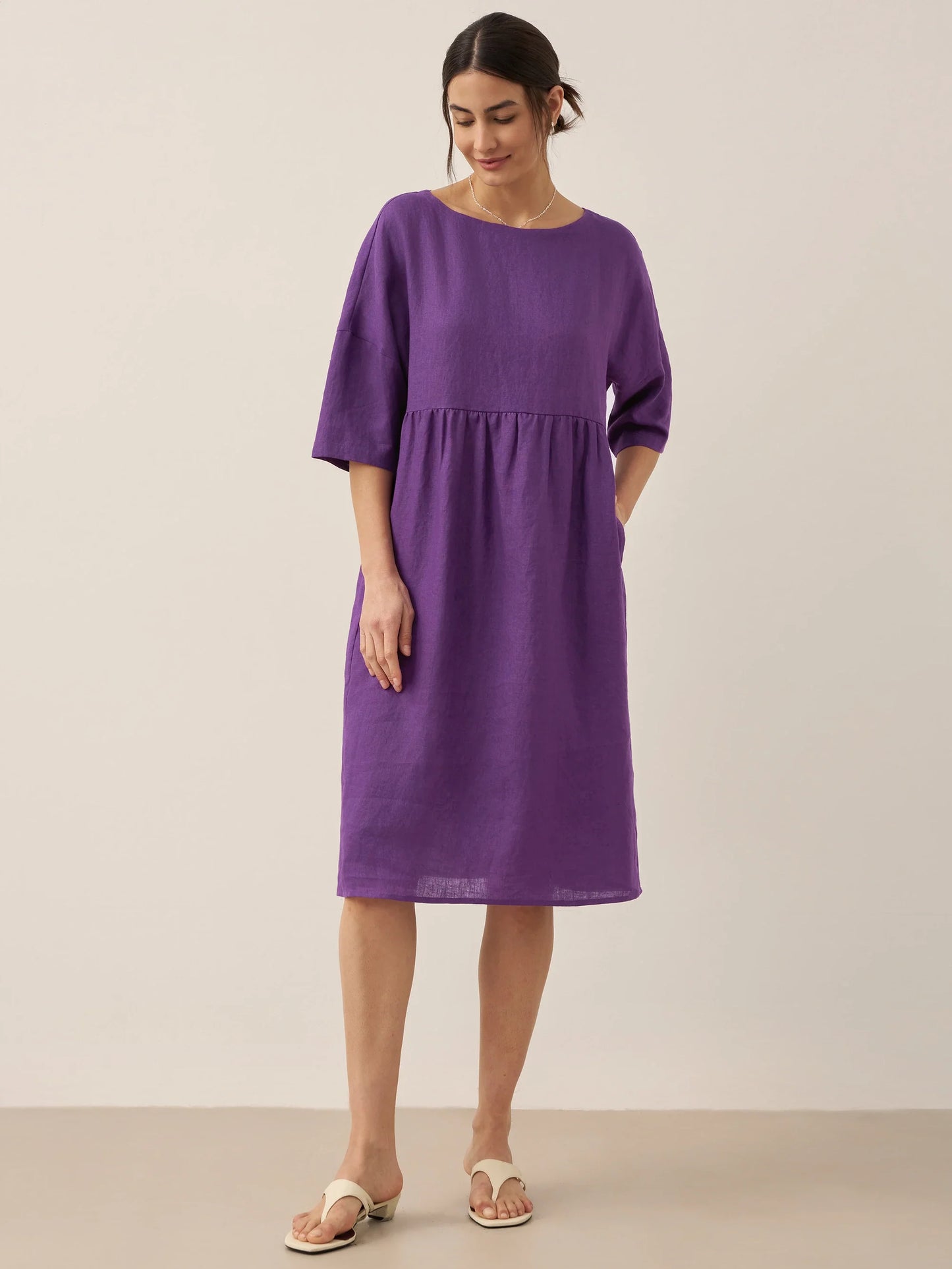 Piper | Women’s Linen A-Line Midi Dress