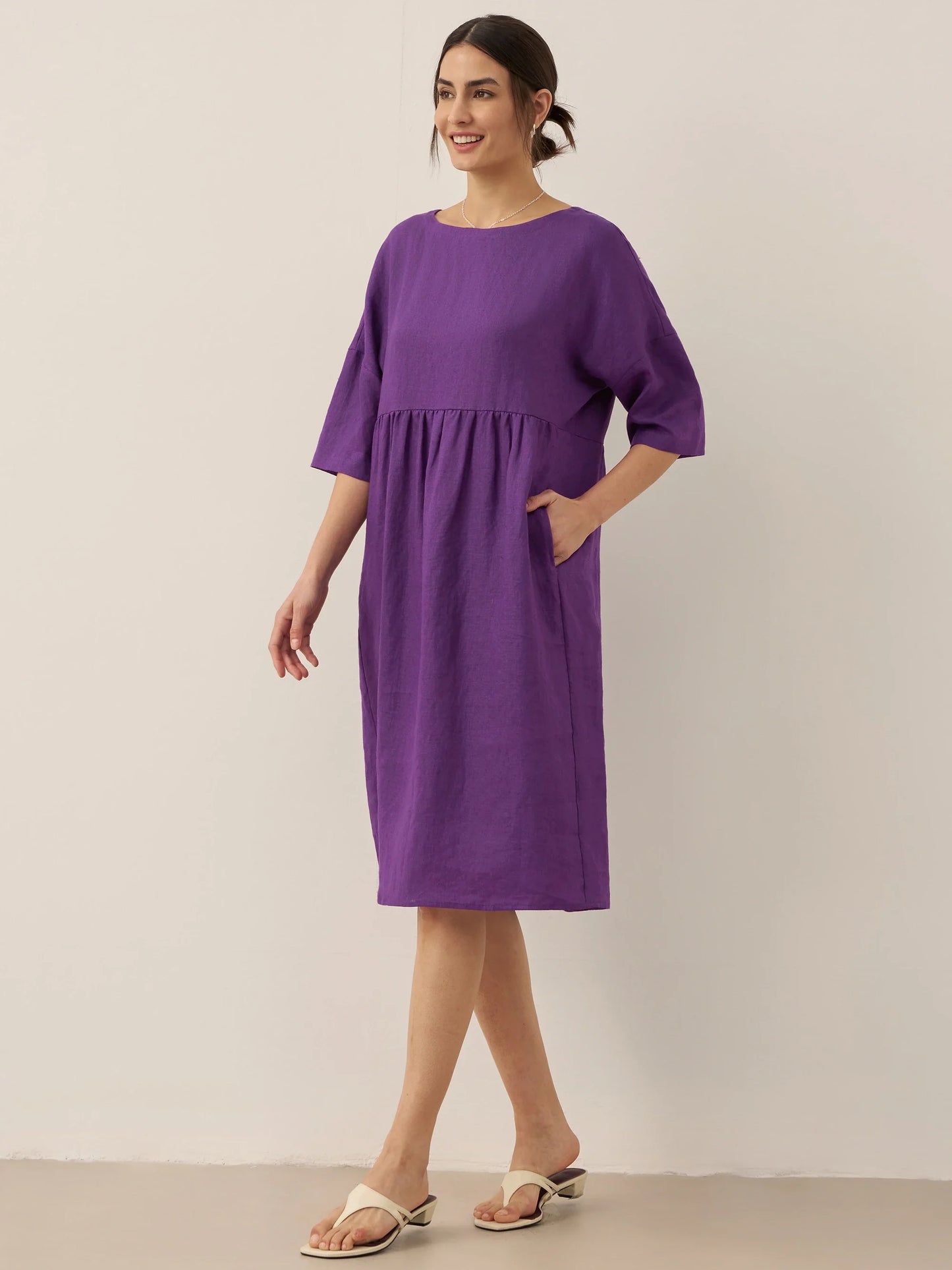 Piper | Women’s Linen A-Line Midi Dress
