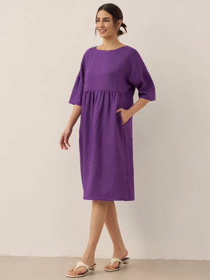 Piper | Women’s Linen A-Line Midi Dress