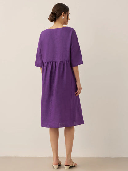 Piper | Women’s Linen A-Line Midi Dress