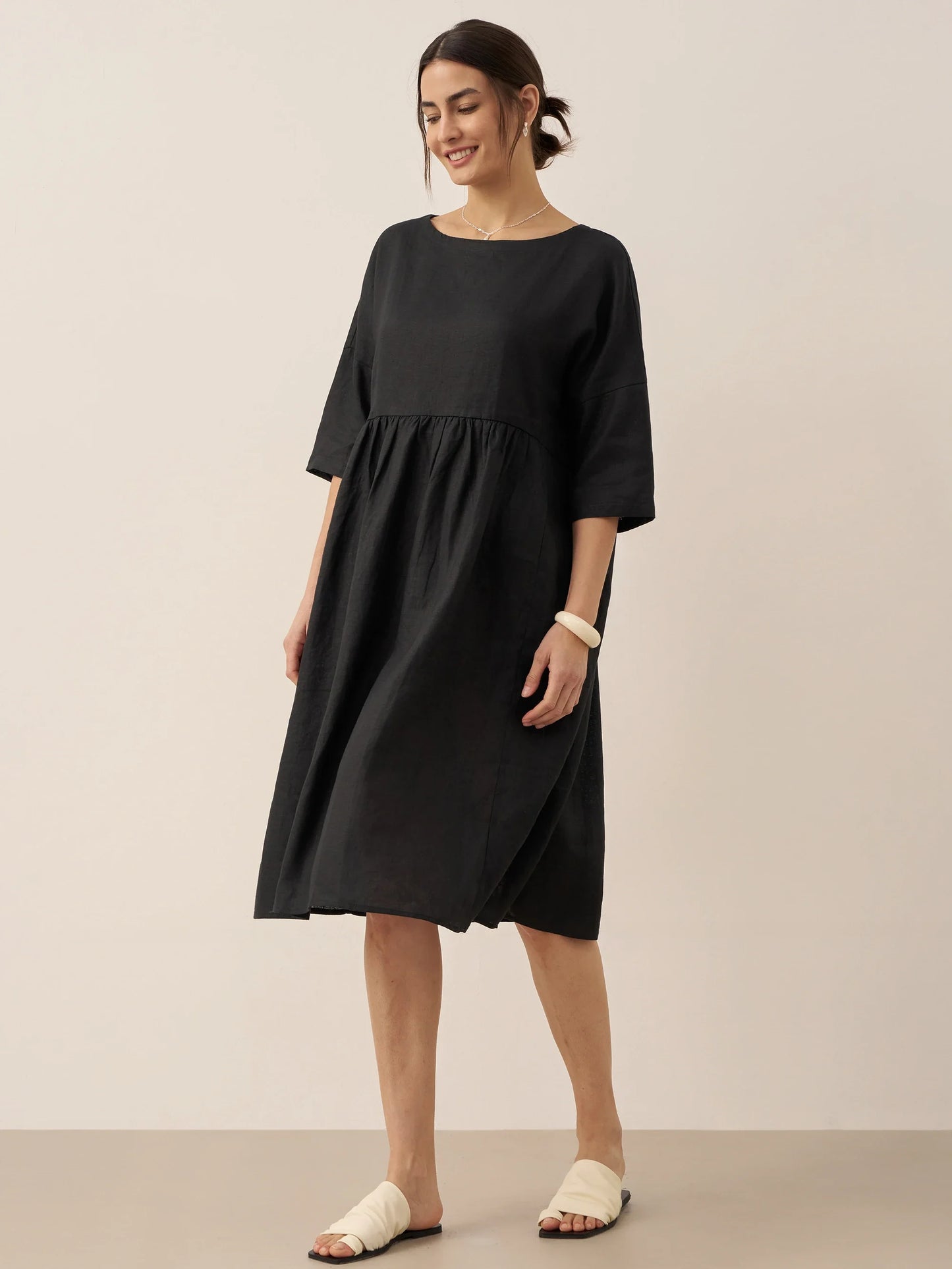 Piper | Women’s Linen A-Line Midi Dress