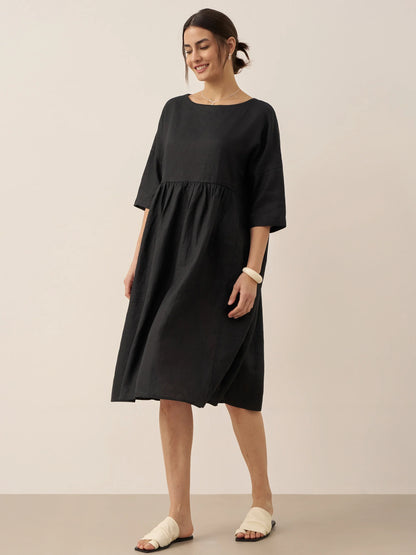 Piper | Women’s Linen A-Line Midi Dress