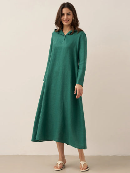 Shiloh | Women’s Linen Hooded Pullover Maxi Dress