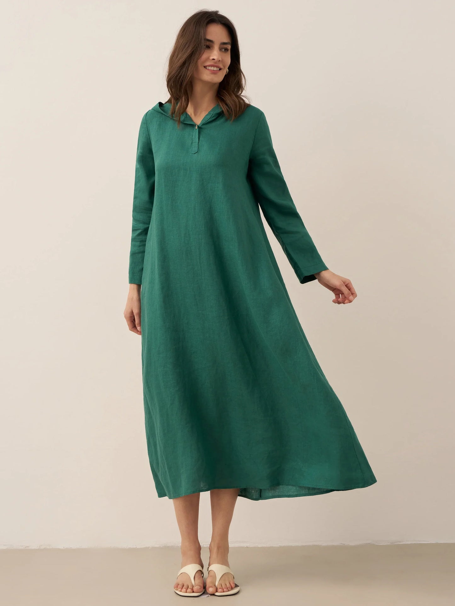 Shiloh | Women’s Linen Hooded Pullover Maxi Dress