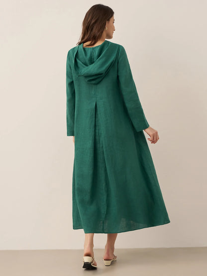 Shiloh | Women’s Linen Hooded Pullover Maxi Dress