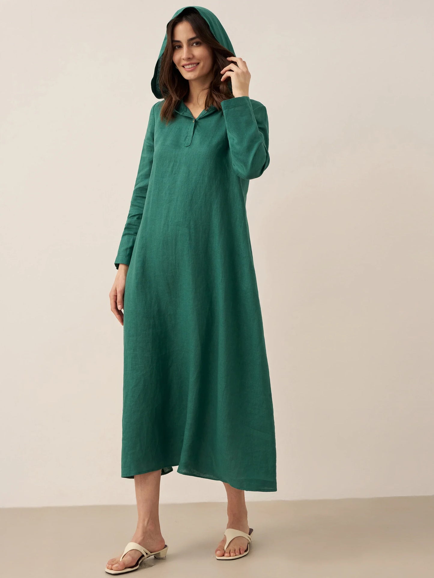 Shiloh | Women’s Linen Hooded Pullover Maxi Dress