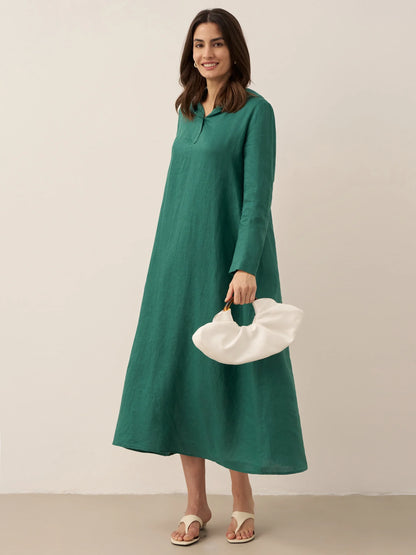 Shiloh | Women’s Linen Hooded Pullover Maxi Dress