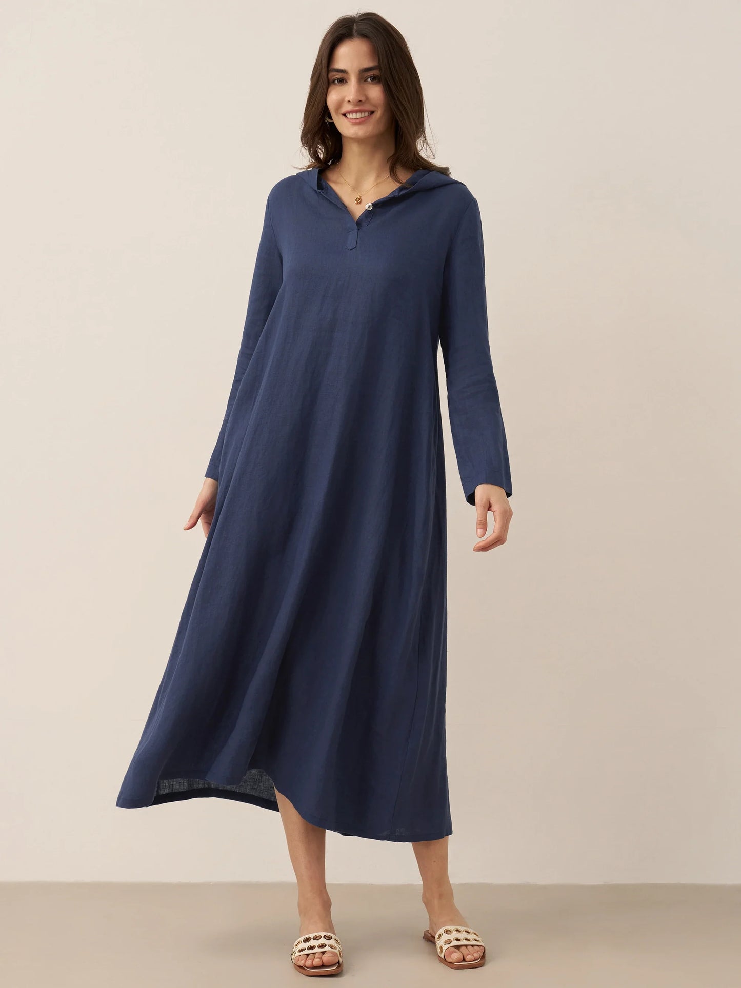 Shiloh | Women’s Linen Hooded Pullover Maxi Dress