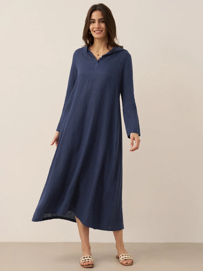 Shiloh | Women’s Linen Hooded Pullover Maxi Dress