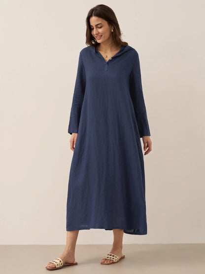 Shiloh | Women’s Linen Hooded Pullover Maxi Dress