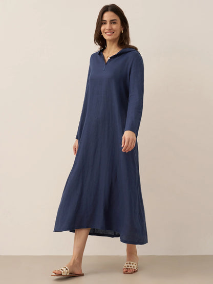 Shiloh | Women’s Linen Hooded Pullover Maxi Dress