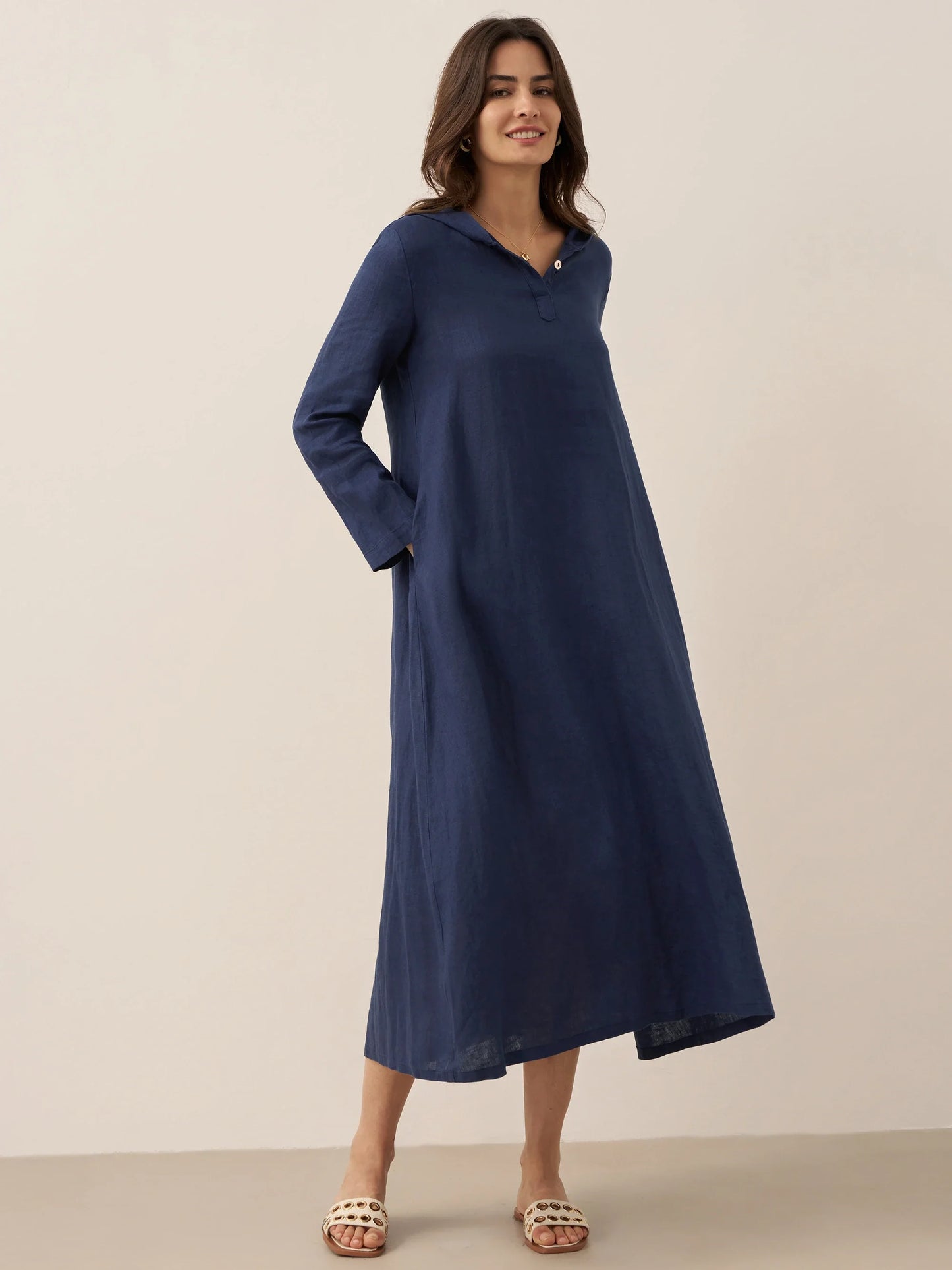 Shiloh | Women’s Linen Hooded Pullover Maxi Dress