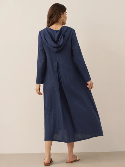 Shiloh | Women’s Linen Hooded Pullover Maxi Dress