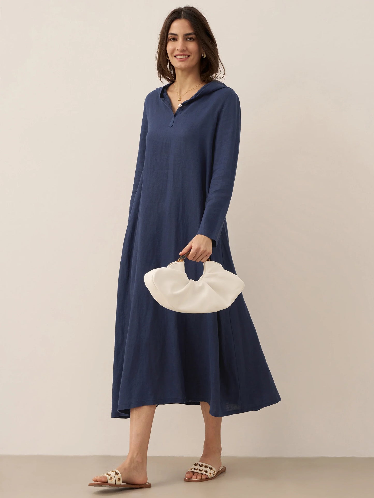 Shiloh | Women’s Linen Hooded Pullover Maxi Dress