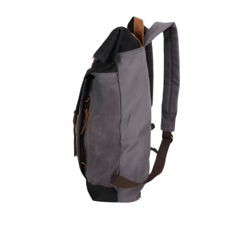Dakota | Vintage Travel Laptop Backpack with Waxed Canvas and Leather-6