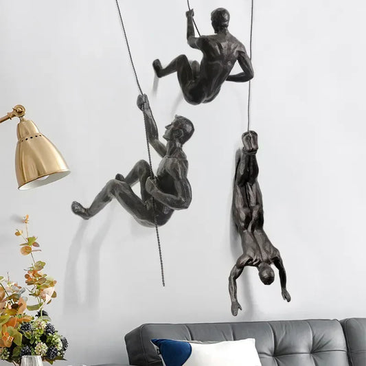 Elevate Living | GravityBold Climbing Man Wall Sculpture Set in Modern Resin