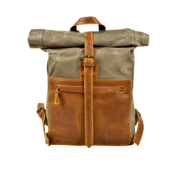 Variant image for Zion | Vintage Waxed Canvas Travel Backpack with Laptop Compartment-2