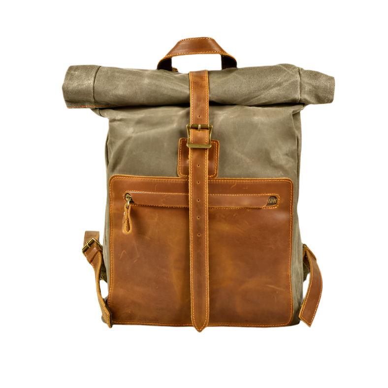 Variant image for Zion | Vintage Waxed Canvas Travel Backpack with Laptop Compartment-2