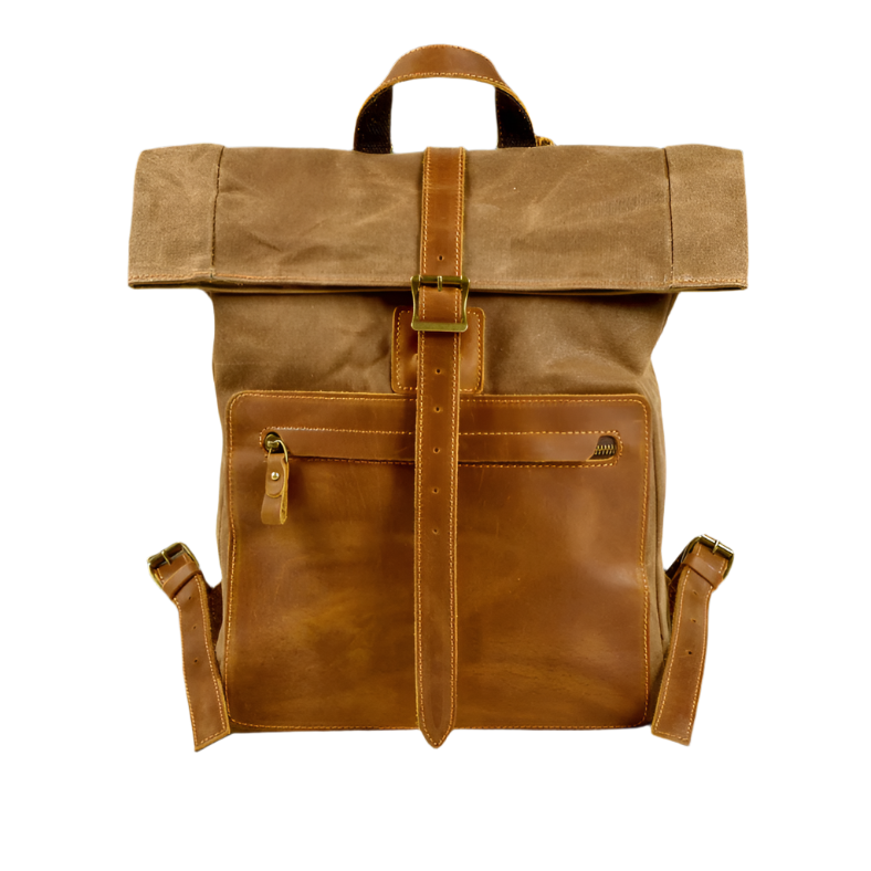 Variant image for Zion | Vintage Waxed Canvas Travel Backpack with Laptop Compartment-3