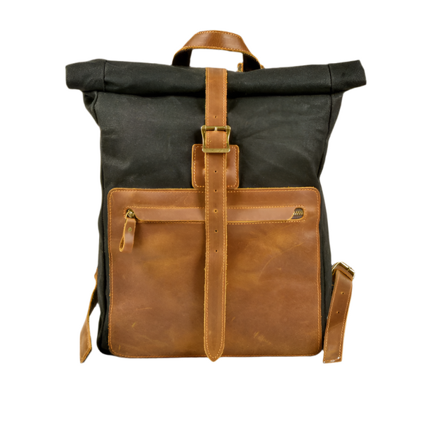 Variant image for Zion | Vintage Waxed Canvas Travel Backpack with Laptop Compartment-1
