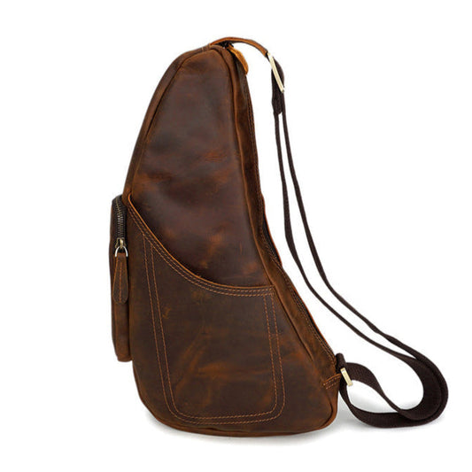 Retro | Men's Leather Sling Bag - Full Grain, Spacious Design, Adjustable Strap-4
